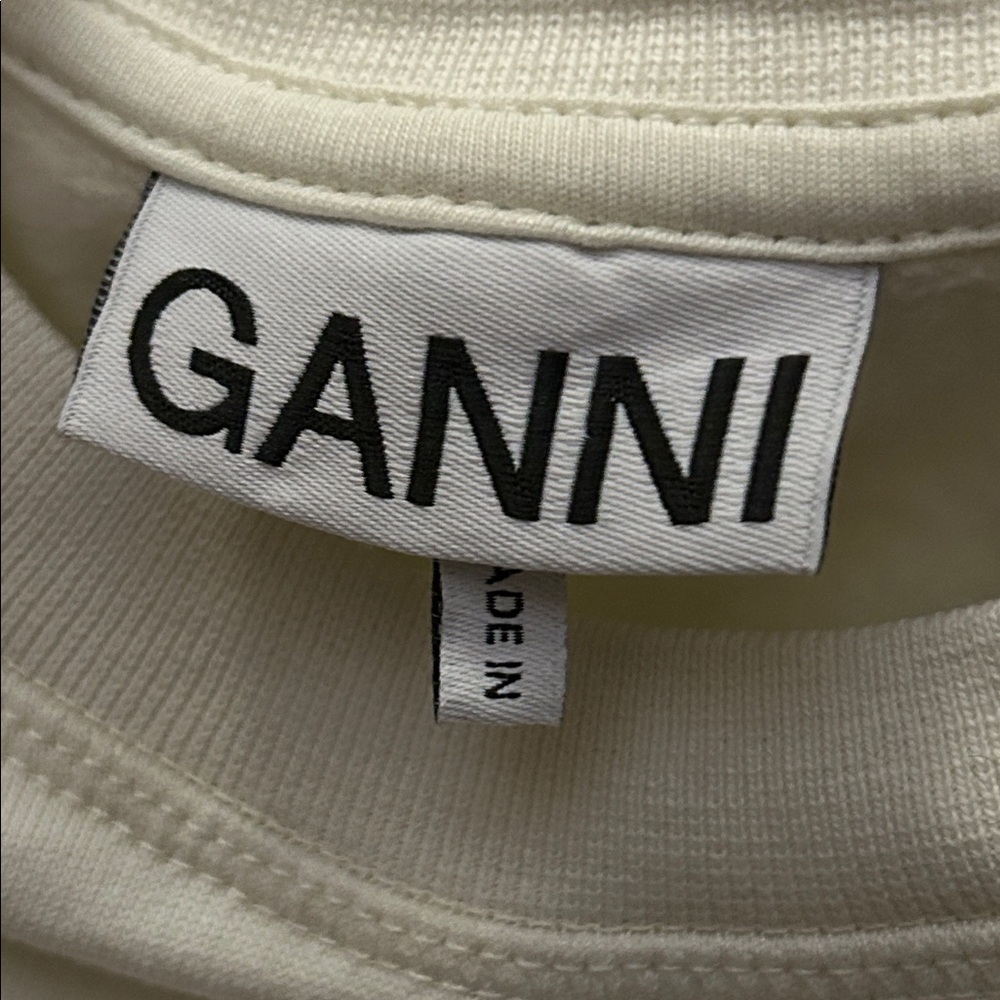 GANNI Cream Sweatshirt with Silver Butterfly, Small - Picture 6 of 9